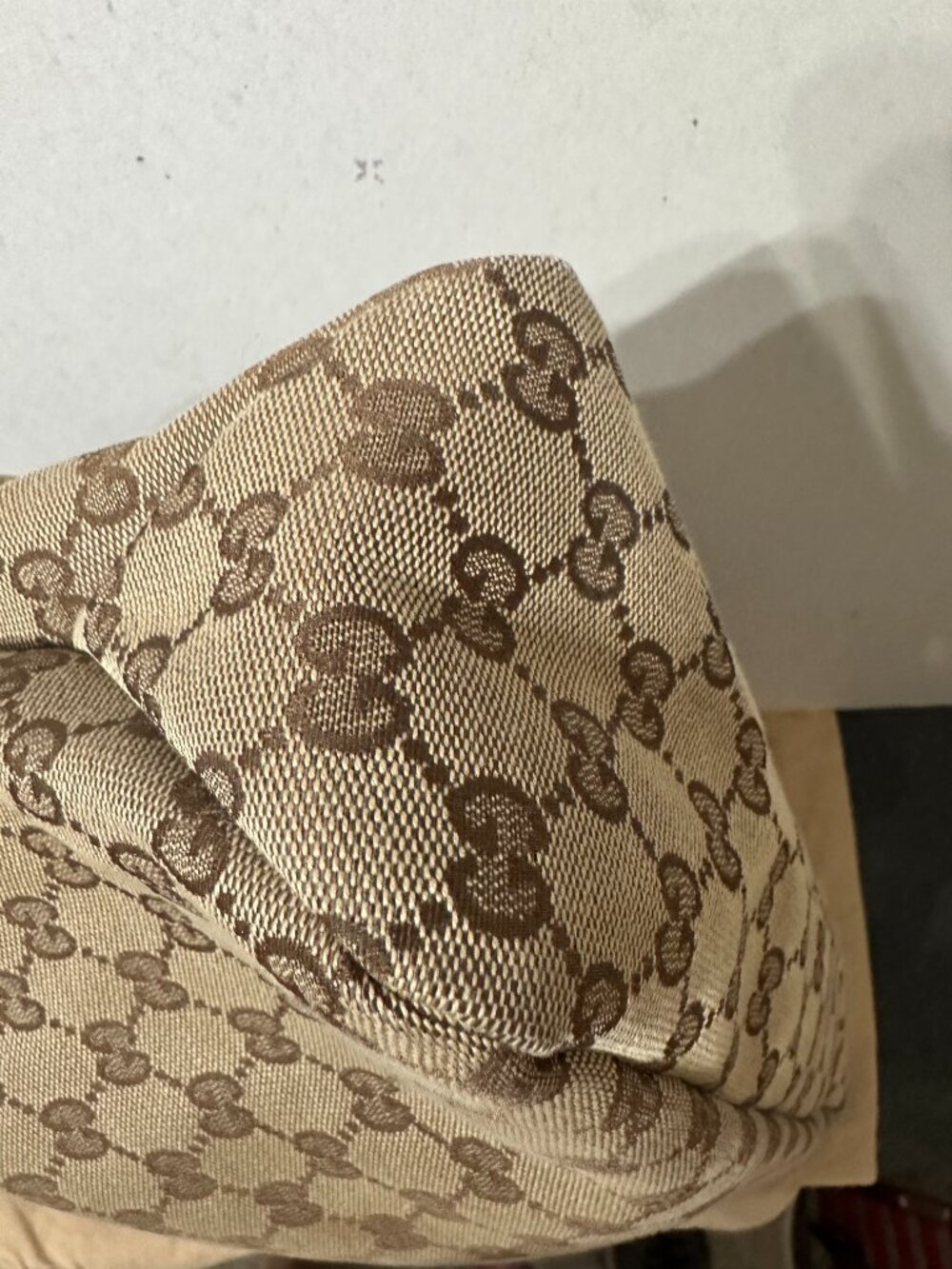 Gucci GG Canvas Large Horsebit Hobo Ivory White Leather Trim Silver Hardware - Picture 4 of 9